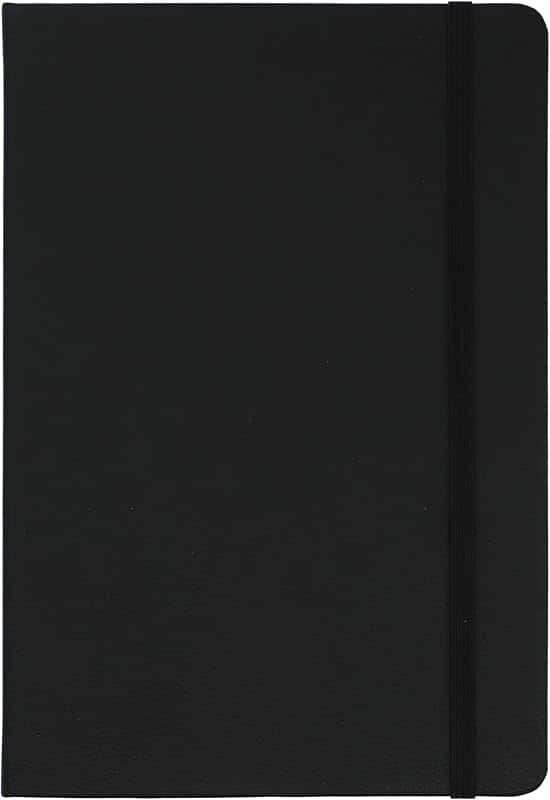 Executive Grid Notebook, 240 pages, Hardcover Leather, A5 (5.7 x 8.4-Inch), Black