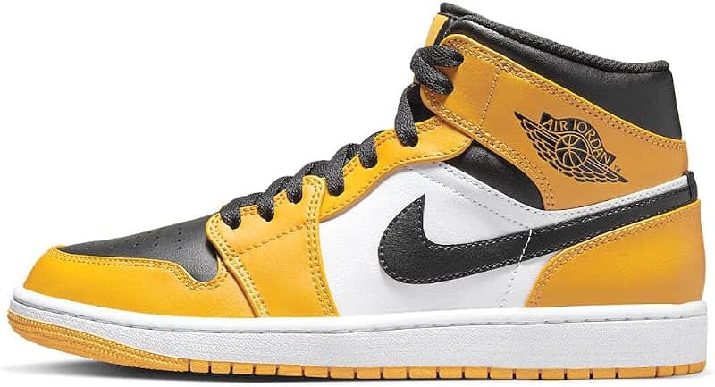 Air Jordan 1 Mid, Men's Sneakers, Taxi White Black, 11 US