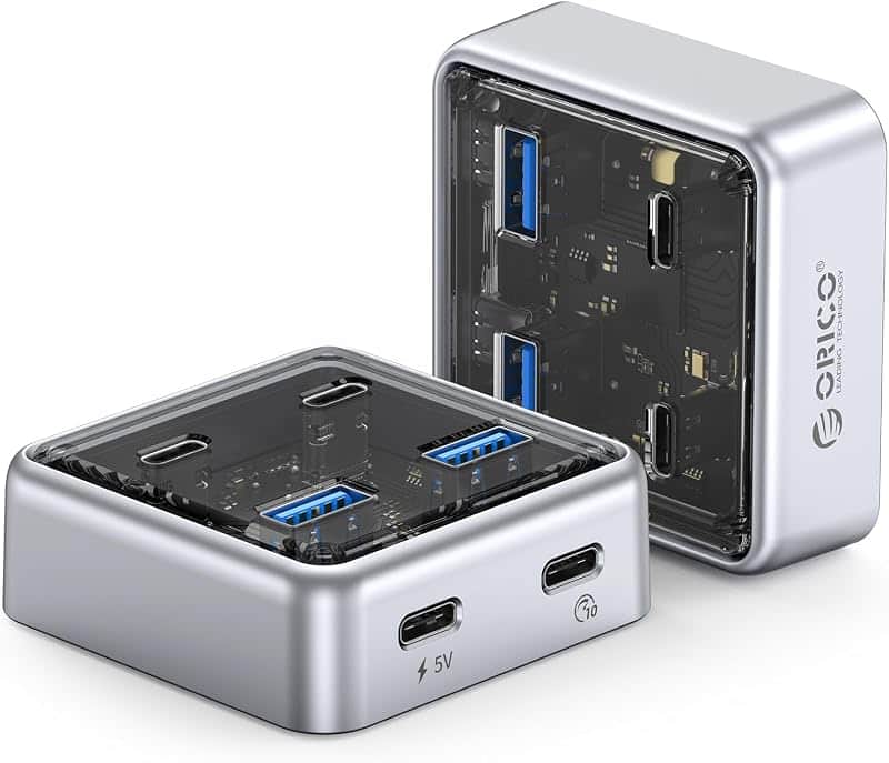 4 Ports Zinc Alloy USB 3.2 Hub, 10Gbps USB Splitter for Laptop