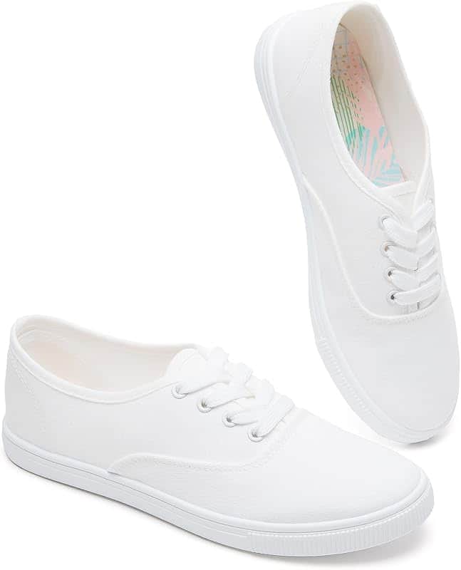 Womens White Sneakers,Canvas Shoes for Women,Slip on Tennis Shoes