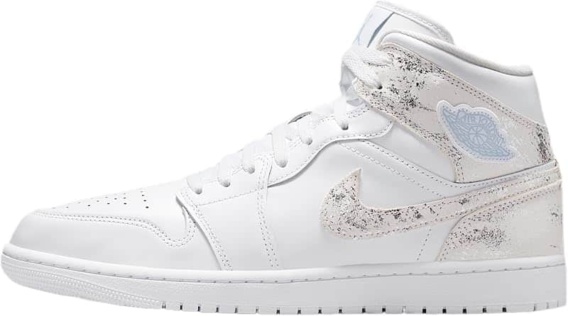 Air Jordan 1 Mid SE Men's Shoes (White/White/White/Field Silver)