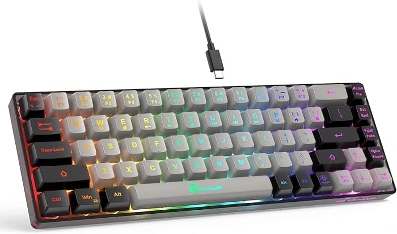 65% Gaming Keyboard, Wired Backlit Mini Keyboard, Ultra-Compact Anti-Ghosting No-Conflict…