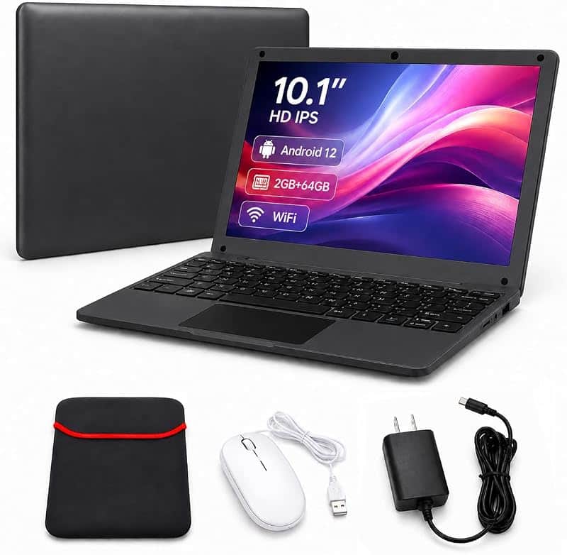10.1 Inch Mini Laptop Netbook, Android 12.0 Operating System, IPS 800 * 1280 HD Screen, B…