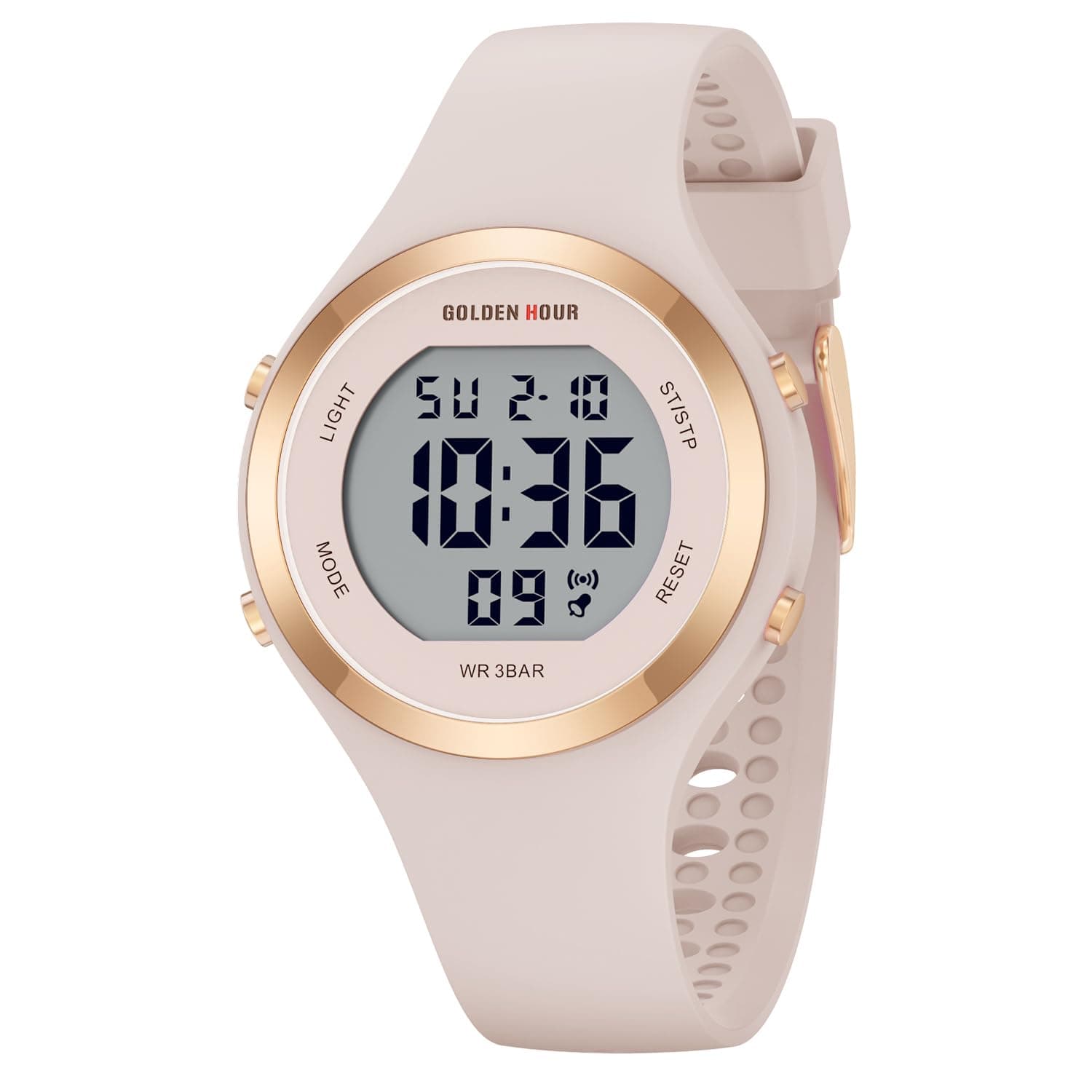 Waterproof Sport Women's Digital Chronograph Silicone Strap Watch