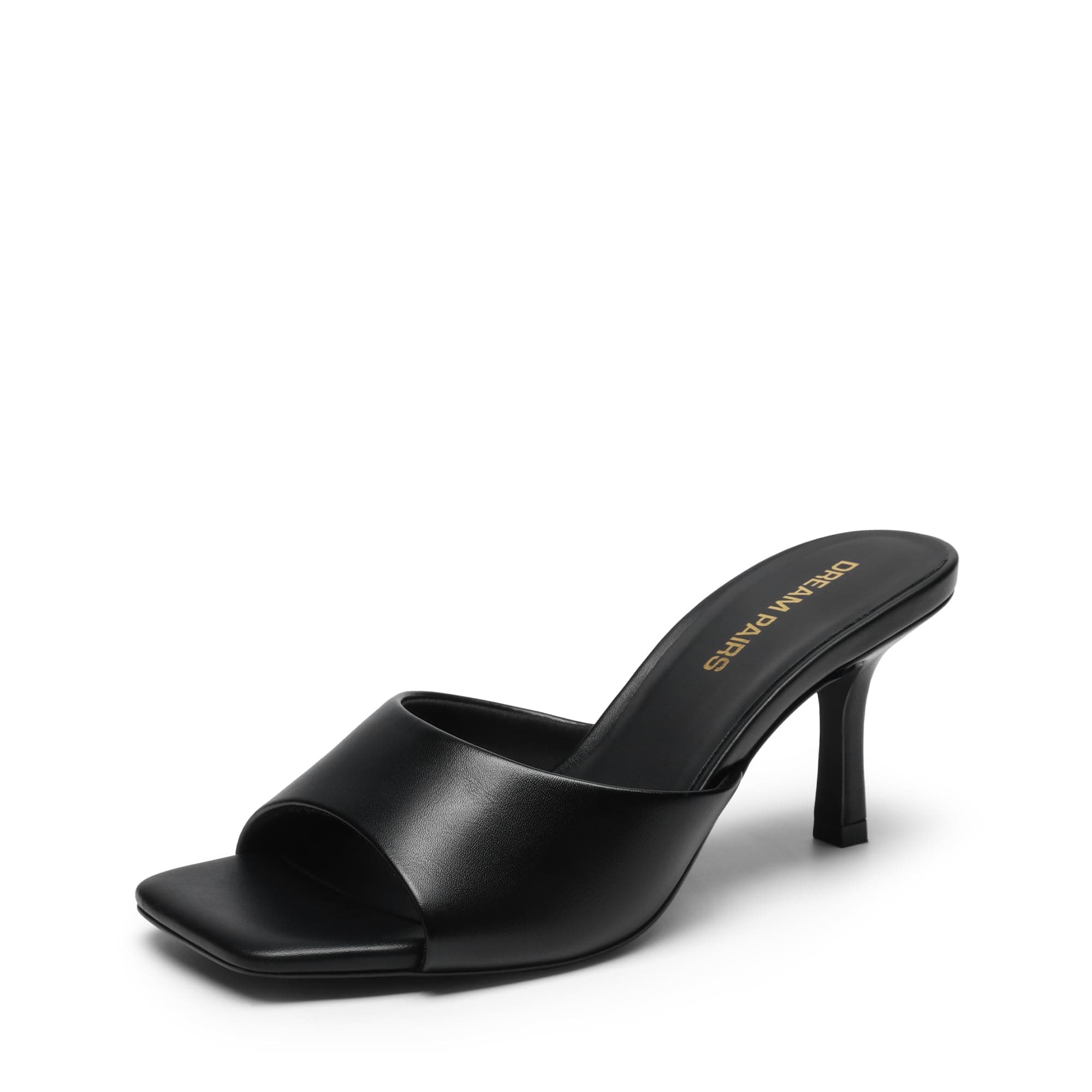 DREAM PAIRS Women’s Comfort Square Toe Kitten Mule Heels | Slip On Open Toe Low Heel Slid…