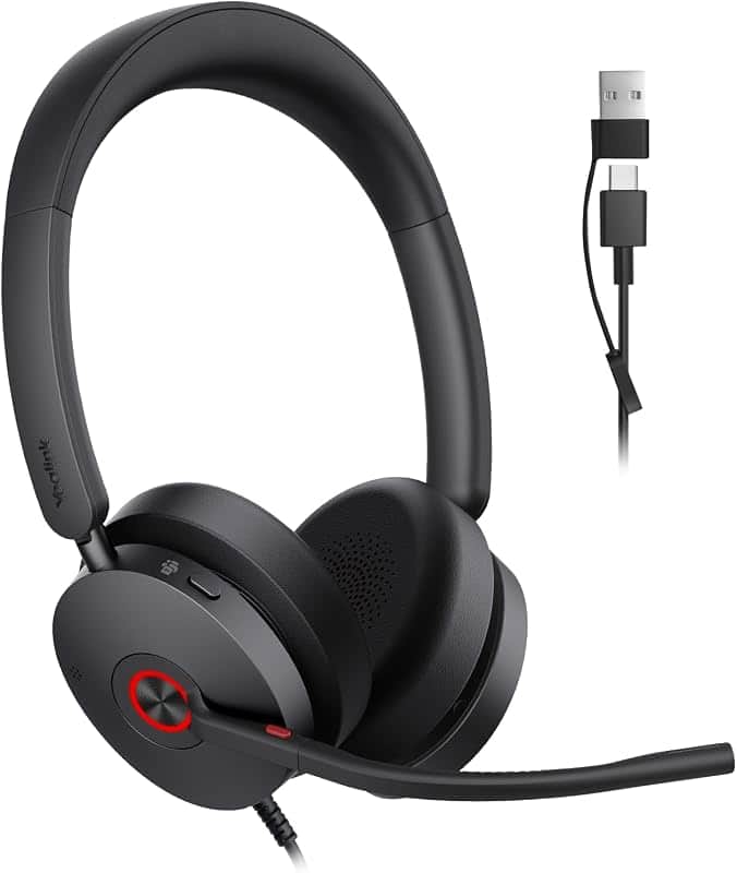 Yealink UH48 ANC Wired USB-C/A Headset,6 AI Noise-Canceling Microphones | Teams/Zoom Cert…