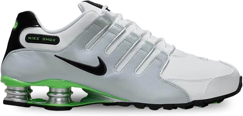 Mens Shox NZ White/Black/Mtllc Slvr/Grn Pls Running Shoe 8.5 Men US