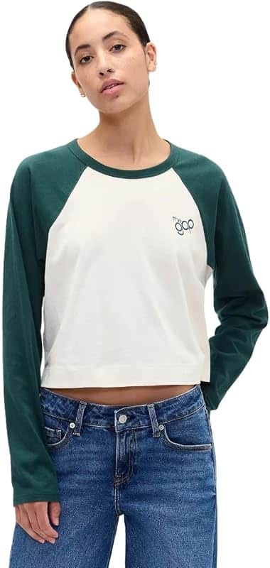 Women's Long Sleeve Raglan Cropped Tee