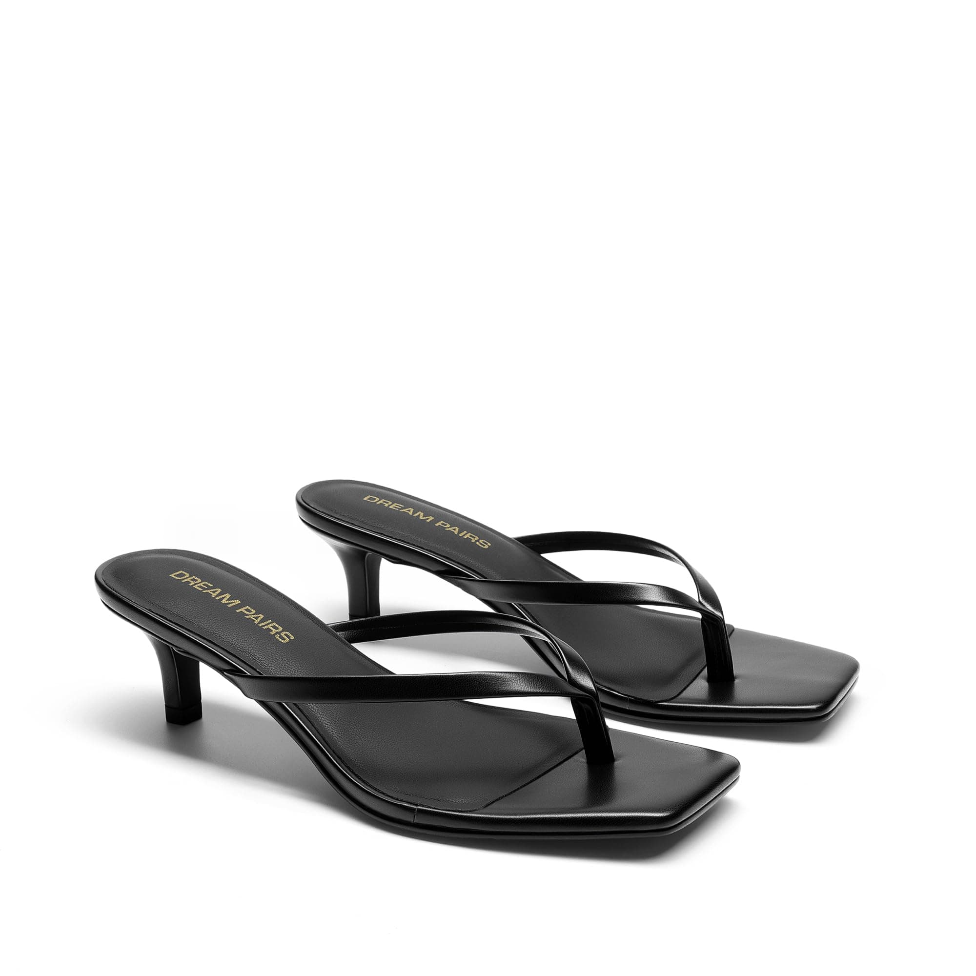 DREAM PAIRS Women's Flip Flop Kitten Heel Sandal | low flip flop heels,square toe minimal…