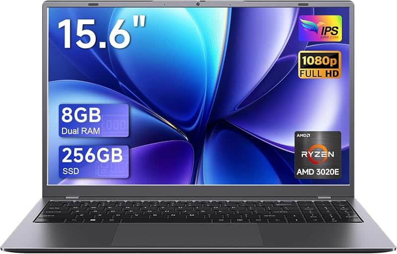 EVOBUC 15.6 Inch Laptop Computer, 8GB RAM 256GB SSD, 3020e Processor (Up to 2.6GHz), WiFi…