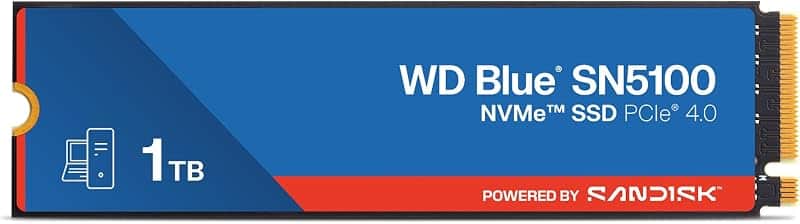 WD Blue SN5100 1TB NVMe SSD - M.2 2280, PCIe Gen 4.0, Internal Solid State Drive - Read S…
