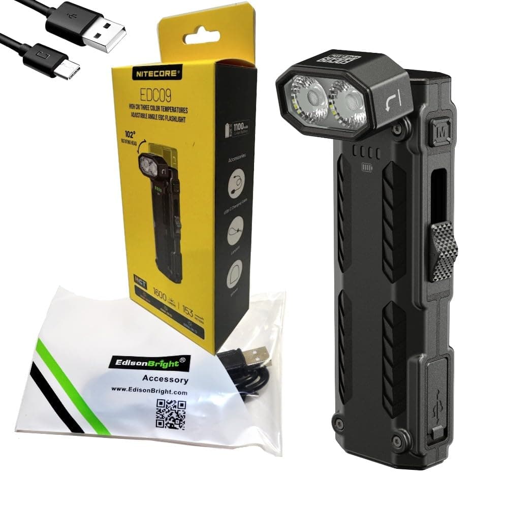 Nitecore EDC09 1600 Lumens Swivel Head Flat EDC Rechargeable Flashlight,Magnetic Tail Mul…