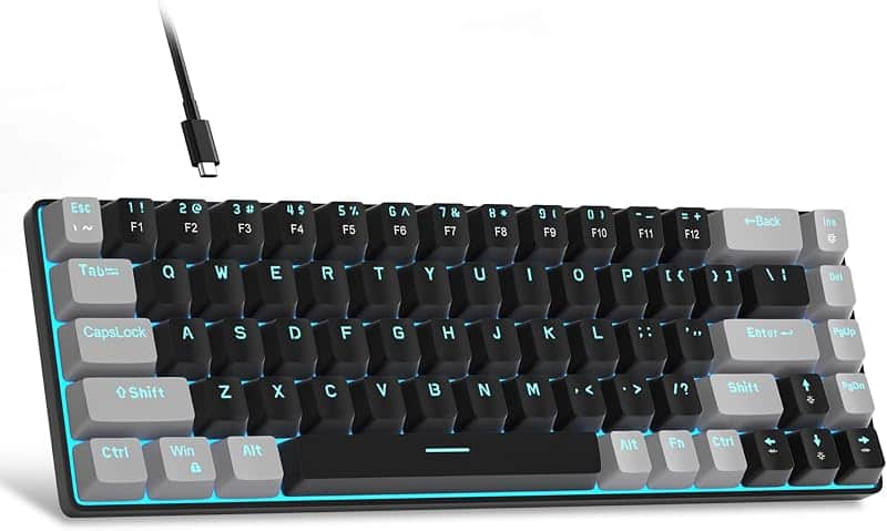 Portable 60% Mechanical Gaming Keyboard, MK-Box LED Backlit Compact 68 Keys Mini Wired Of…