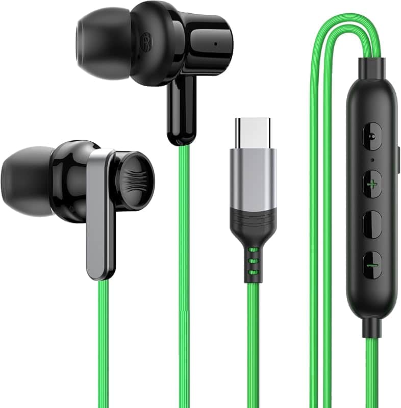 USB C Wired Earbuds for Mobile Gaming,Type C Headhone with Mic,DSP for Gaming/Music,12mm…