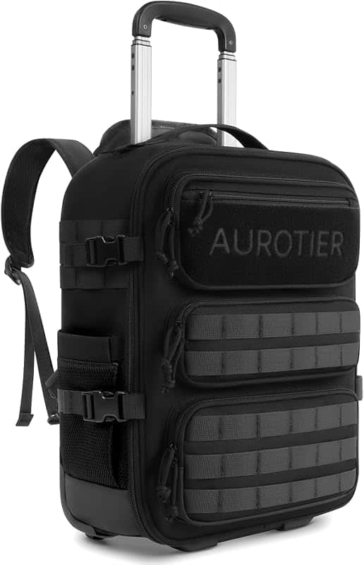 Rolling Tactical Laptop Backpack, Underseat Travel Backpack with Wheels, 16 Inch Wheeled…