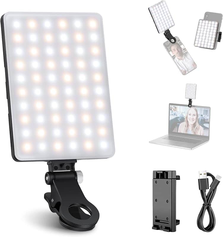 Basics NL-60AI Selfie Light for Phone with Front & Back Clip, 60 LED 2000mAh Rechargeable…