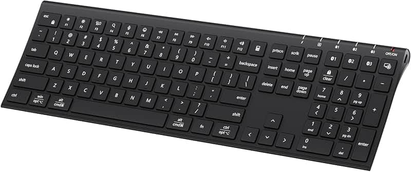 iClever BK10 Max Bluetooth Keyboard for Mac, Slim Full-Size Layout, Black | 3-Device Blue…