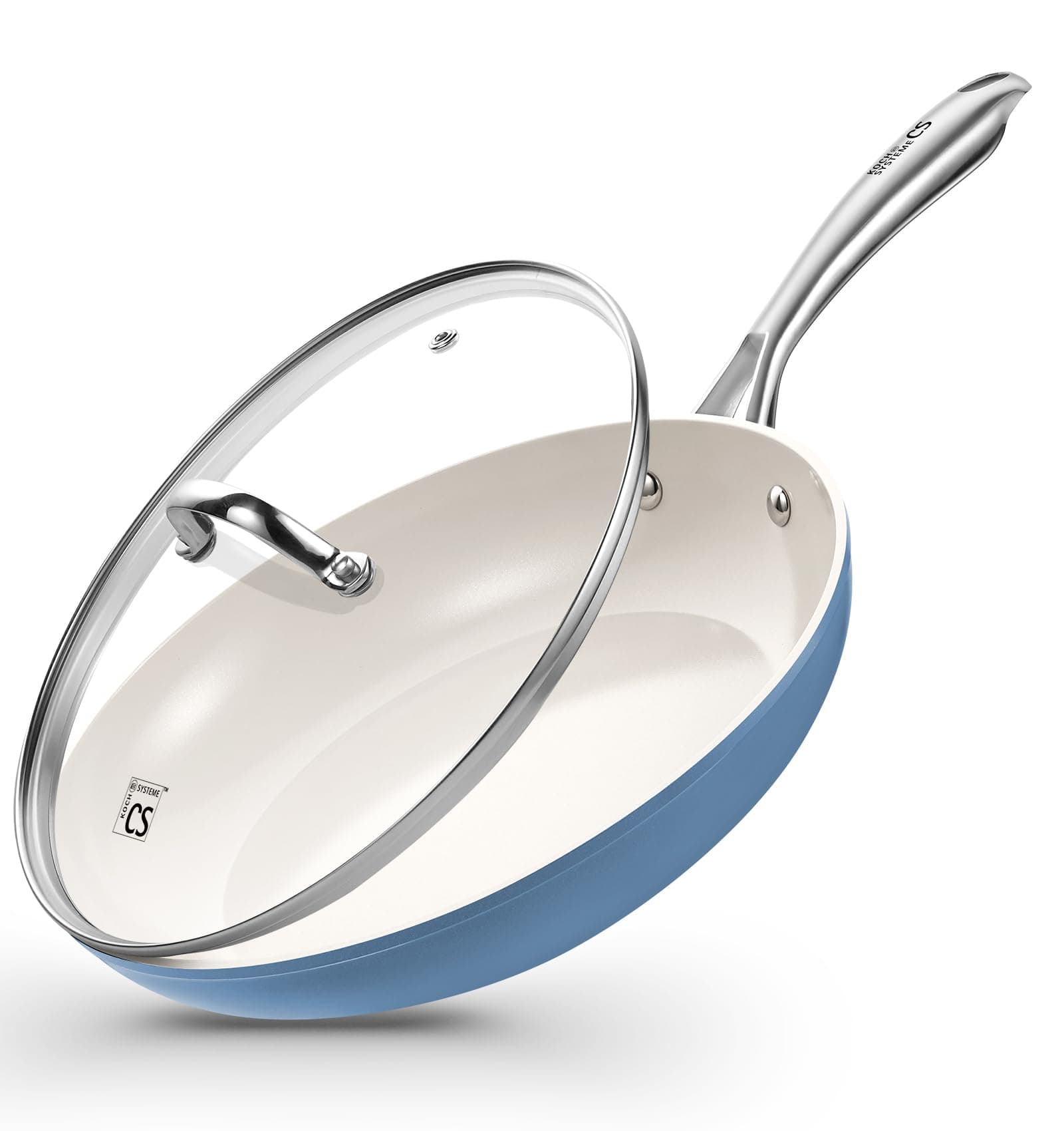 10 Inch Frying Pan with Lid, Ceramic Nonstick Frying Pan with Stay-Cool Stainless Steel H…