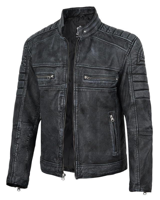 Blingsoul Cafe Racer Leather Jacket Men - Real Lambskin Leather Jacket For Men, Genuine L…