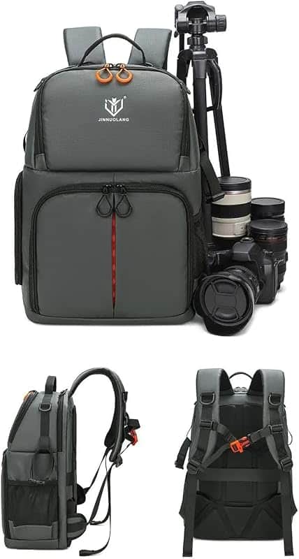 Camera Backpack, Large Capacity Outdoor DSLR Backpack, Compatible with 15.6-Inch Laptops,…