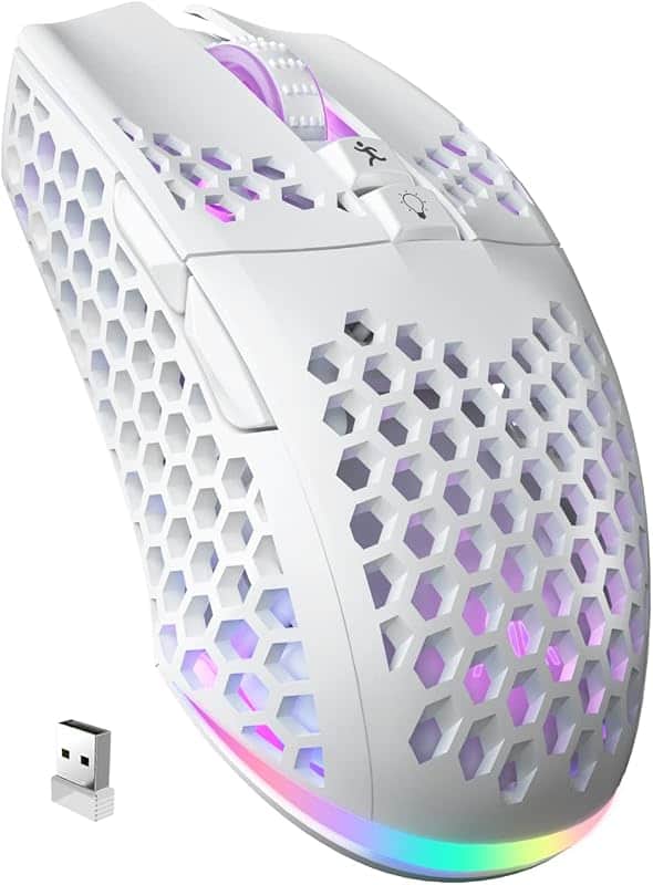 SM600 White Wireless Gaming Mouse,Tri-Modes BT5.1/Type-C Wired/2.4G Wireless Mouse with 2…