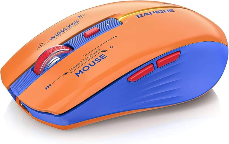 RAPIQUE Bluetooth Wireless Mouse,BT1/BT2+2.4G,Dual Mode,Blue and Orange | 3-Device Switch…
