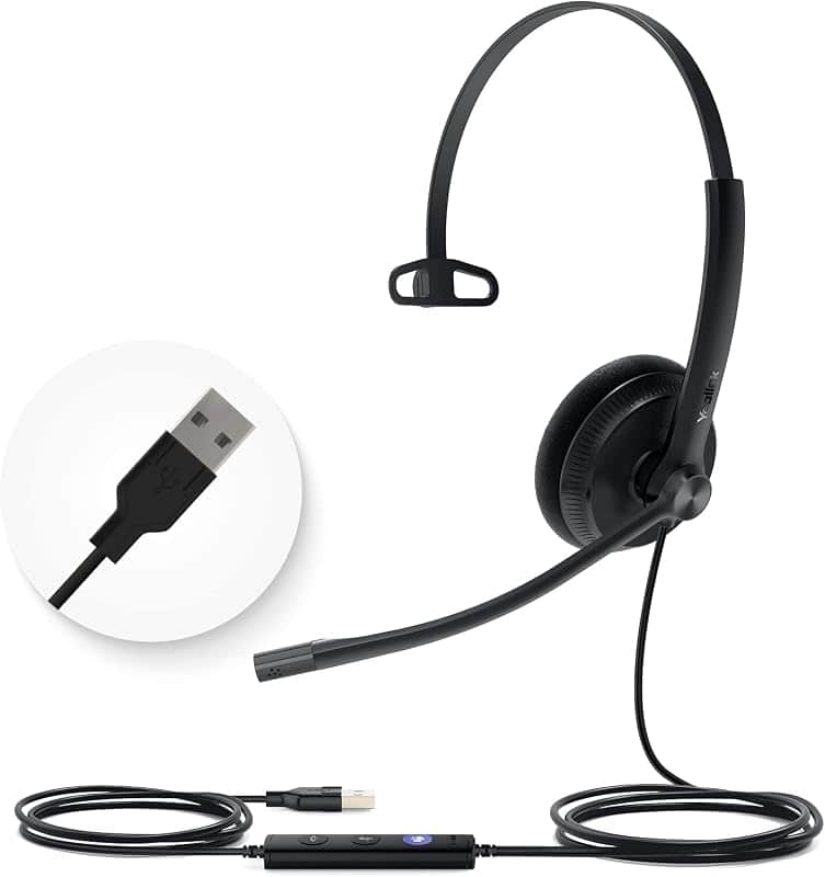 Yealink UH34 Lite Wired Headset,USB-A, Noise Canceling Mic,in-Line Controls | Single-Ear…