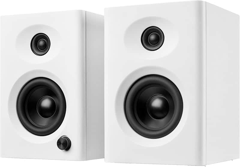 Powered Computer Speakers for Gaming and Music, White Pair | Active 60W Wood Finish Stere…