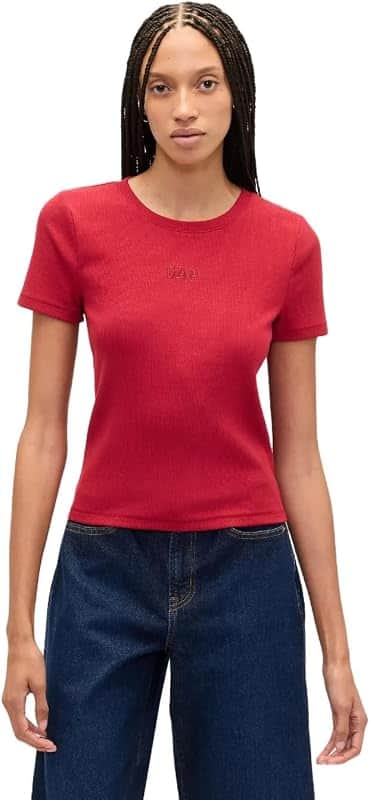 Women's Short Sleeve Ribbed Cropped Tee