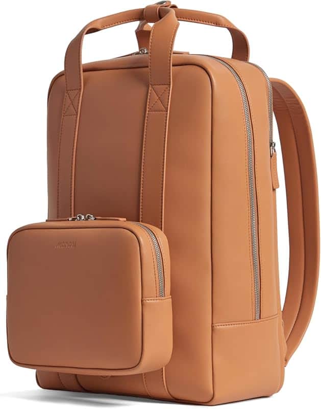 Monos Metro Backpack Vegan Leather Microfiber, Travel Backpack with Laptop Compartment, P…