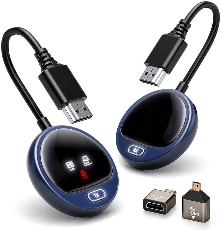 WELUSOPU Wireless HDMI Transmitter and Receiver 328ft, 2.4G/5G, LED Display | 4K Decode I…
