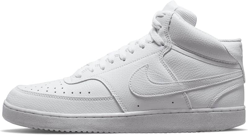 Nike, Mens, Court Vision Mid Next Nature, White/White/White, 11, D - Medium | Casual Shoes