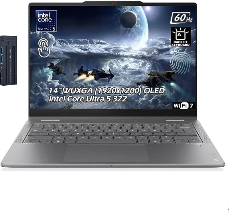 Yoga 7i 2-in-1 Copilot+ AI PC, 14" 2K OLED Touchscreen Laptop, Intel Core Ultra 5 322, 16…