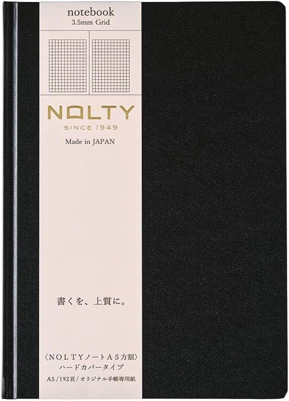 Hardcover Notebook, A5, 3.5mm Grid, Lays Flat, Made in Japan, NHG01