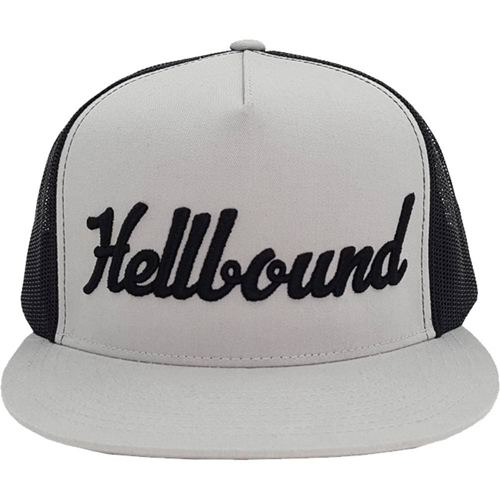 Hellbound Trucker Cap for Men – Flat Bill 5-Panel Mesh Hat – 3D Raised Hellbound Front Em…