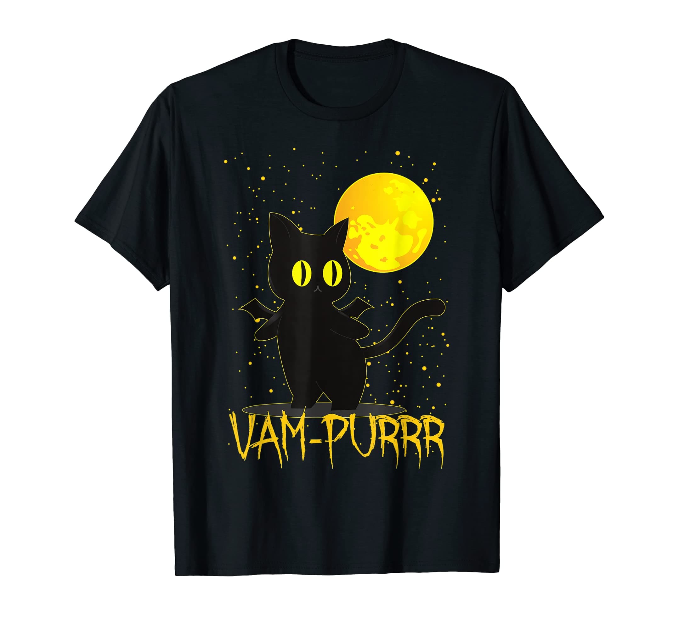 Black cat vampire halloween cat pumpkin bat T-Shirt