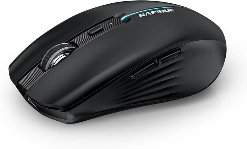 RAPIQUE Bluetooth Wireless Mouse - (BT1/BT2+USB) Tri-Mode High Performance, Rechargeable,…