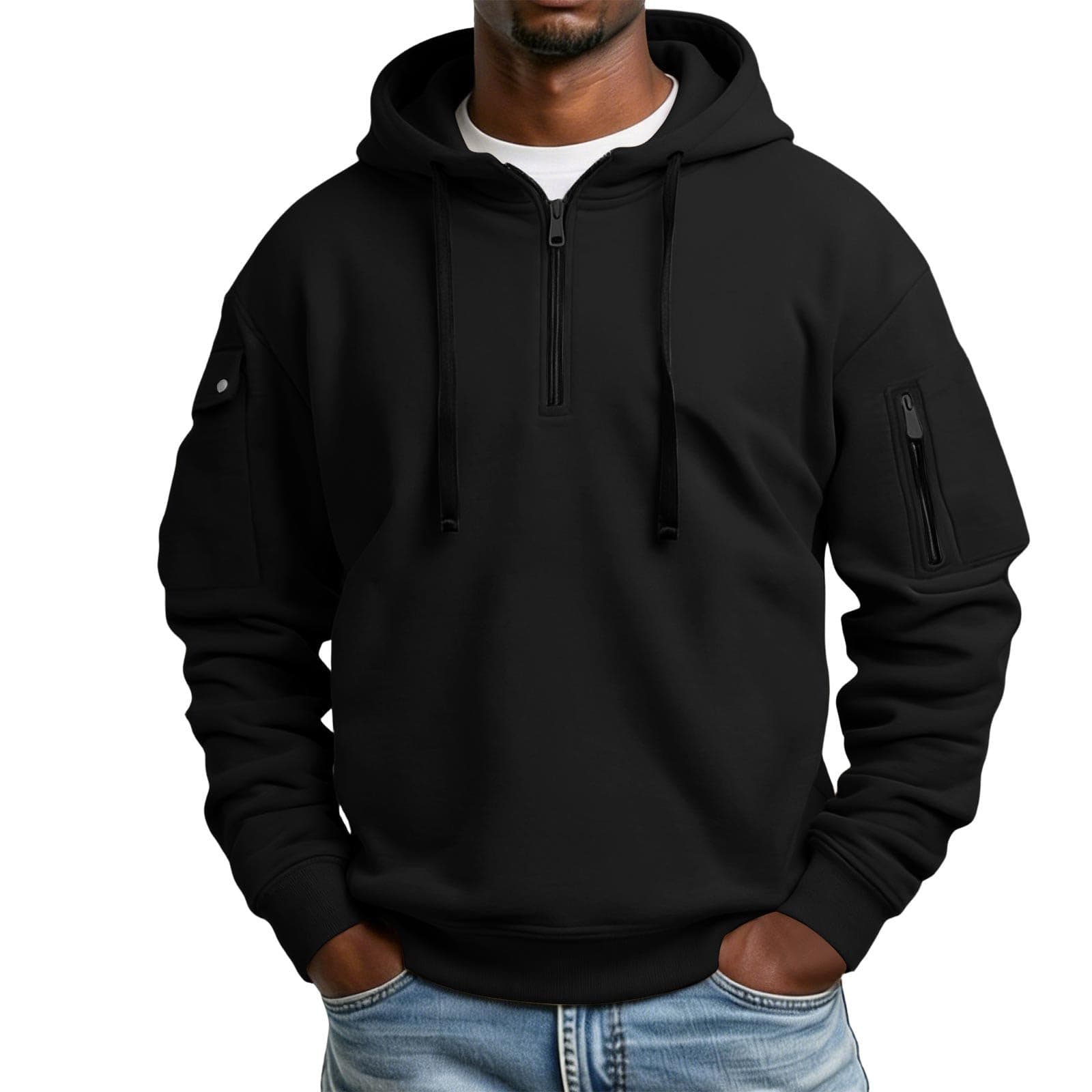Men's Quarter Zip Hoodies Fleece Lined Long Sleeve Pullover Sweatshirts