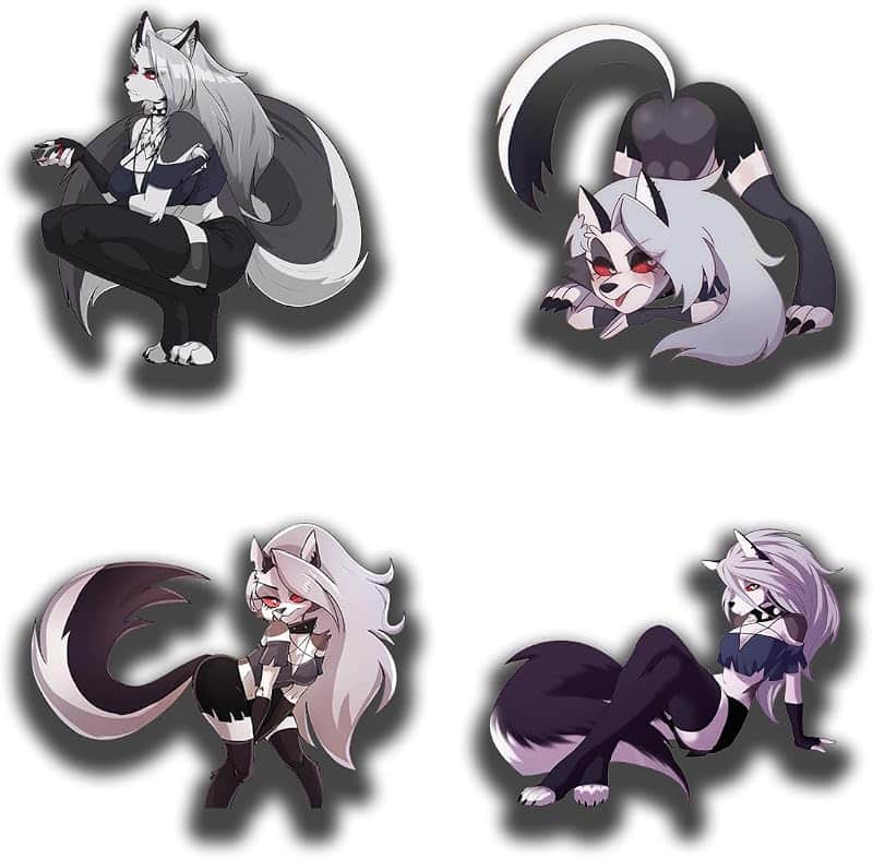 5.1 Inch 4Pcs for Furry Anime Loona Car Window Decal Bumper Laptop Motorcycle Vinyl Wrap…