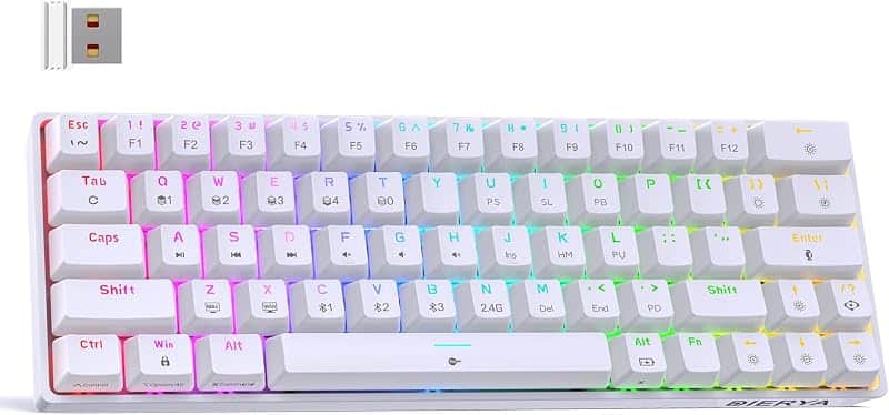 DK63 60% Wireless Mechanical Gaming Keyboard | Bluetooth/2.4G/Wired | RGB Backlit Compact…
