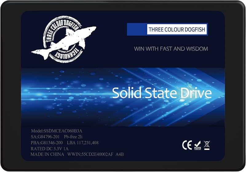 Dogfish 64GB SATA3 2.5-inch Internal SSD, Up to 500MB/s Read Speed for Laptops and Deskto…