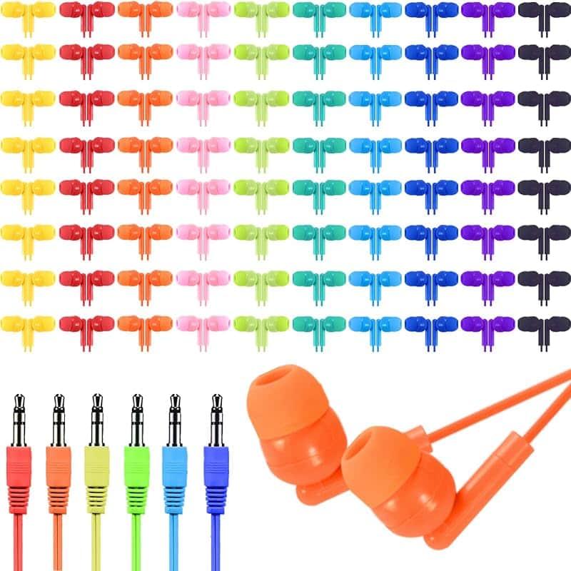 50 Pack Bulk Earbuds for Kids, Classroom Set Earbuds, Affordable in-Ear with 3.5mm Jack,…