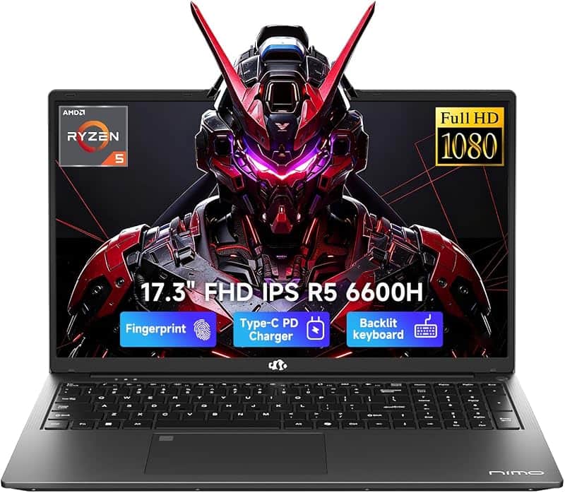 NIMO 17.3" AI-Creator-Laptop, 6-Core AMD R5-6600H 32GB RAM 1TB SSD