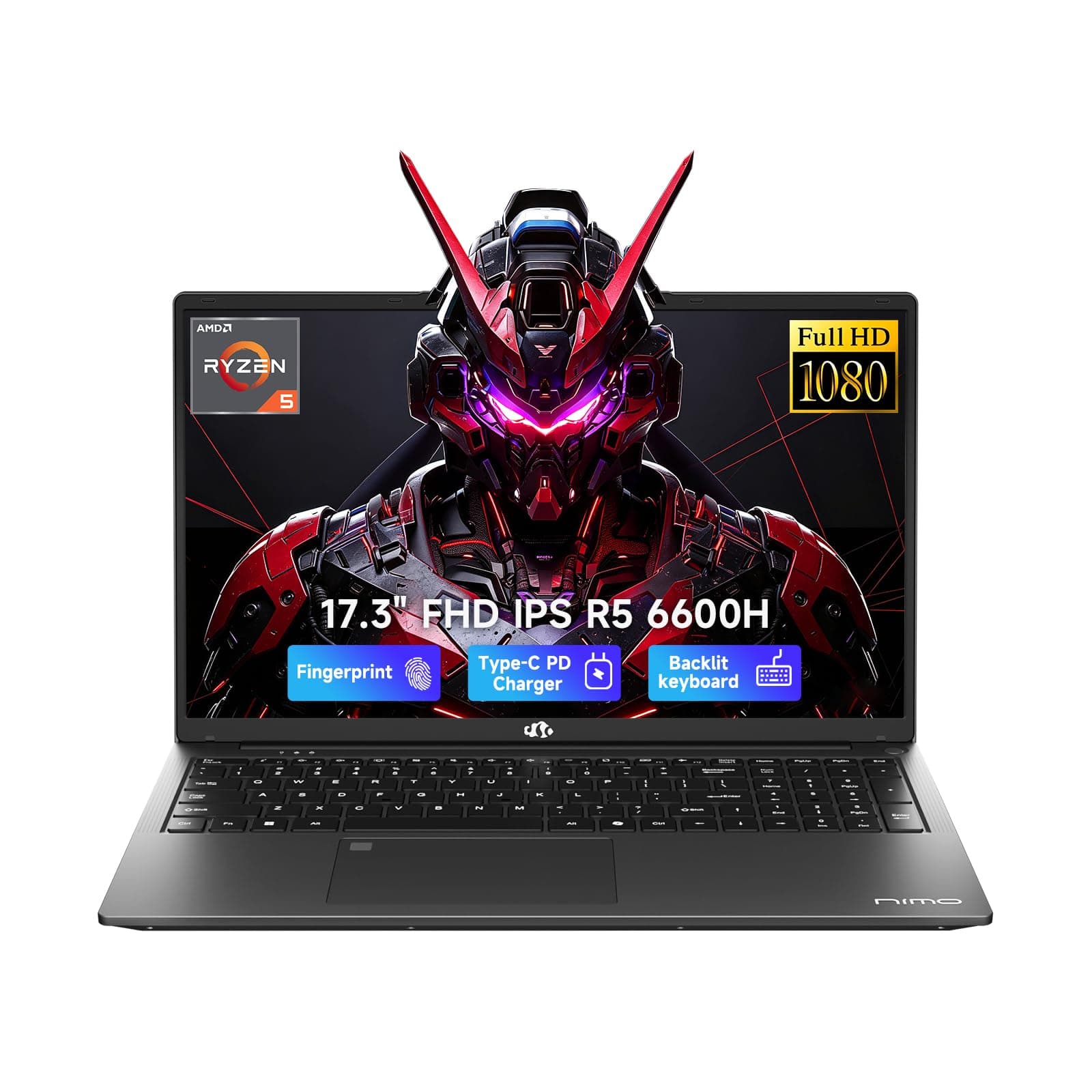 NIMO 17.3" AI-Creator-Laptop, 6-Core AMD R5-6600H 32GB RAM 1TB SSD