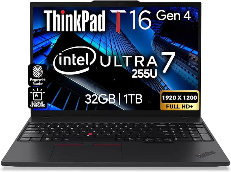 ThinkPad T16 Gen 4 AI Business Laptop 16” FHD+ Display, Intel Ultra 7 255U (Beats i7-1355…