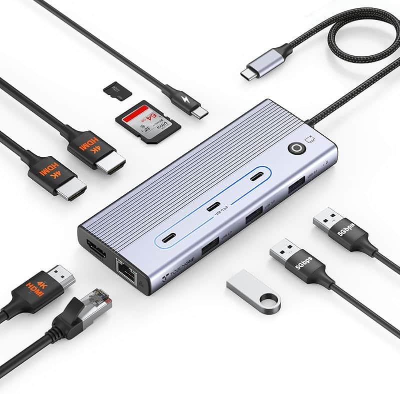 Laptop Docking Station 3 Monitors, 14-in-1 USB C Docking Station