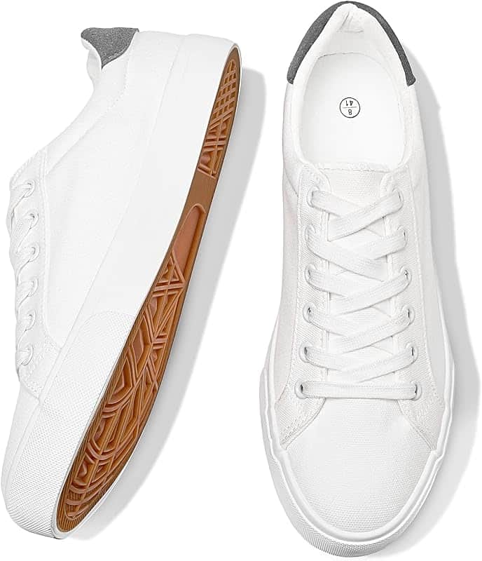 Mens White Tennis Shoes Canvas Sneakers for Men