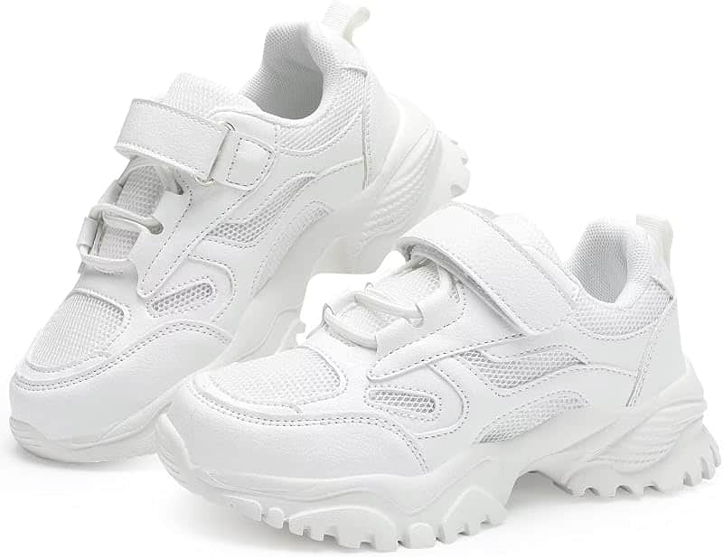 Unisex-Child Leather Lightweight Breathable Knit Athletic Running Sneakers for Kids Shoes…