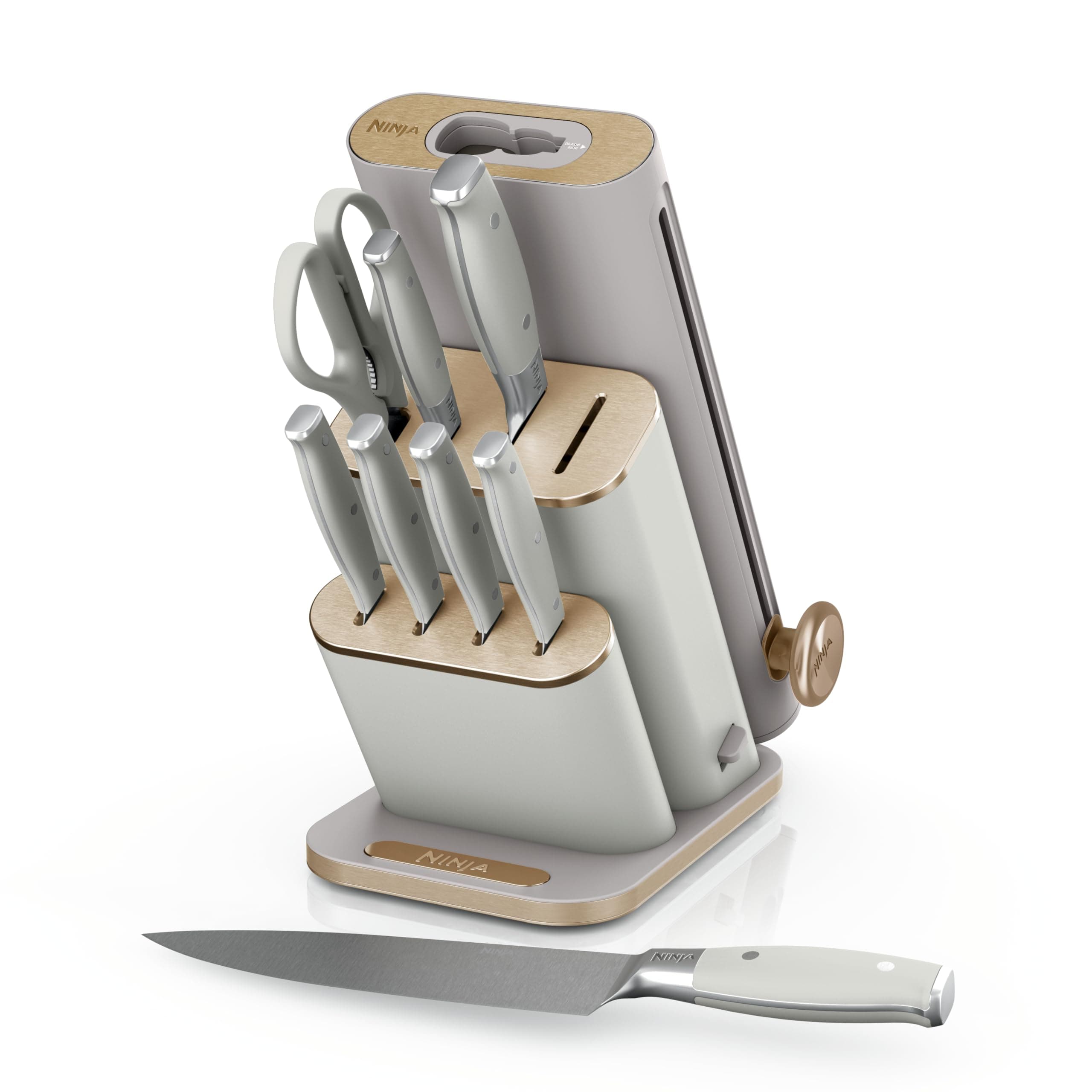 Ninja® NeverDull® 10-Pc Knife Set, Amazon Exclusive Bone & Champagne | Stays razor-sharp…