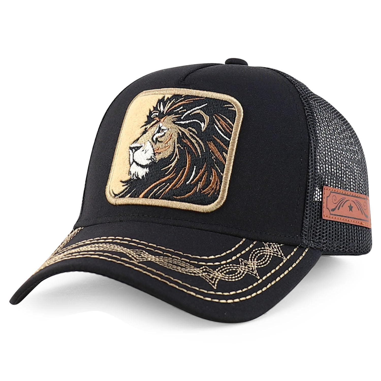 Animal Design Square Embroidered Snapback Trucker Cap
